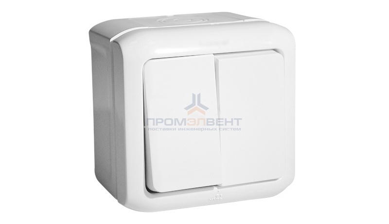 Переключатель двухклавишный IP44 Legrand Quteo белый