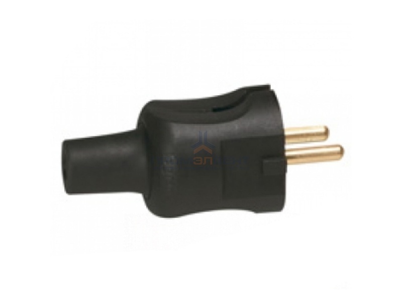 Вилка Legrand без заземления 16А в резиновом корпусе черная