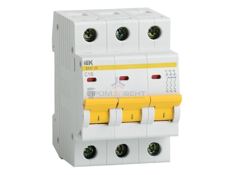 Автоматический выключатель ВА47-29 3Р  4А 4,5кА характеристика С ИЭК (автомат)